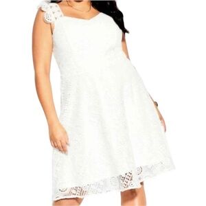 City Chic Dainty Lace Dress In Ivory Size 20
